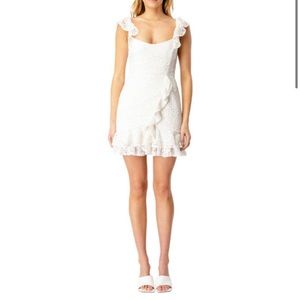 Bardot white lace Adira ruffle-trim dress